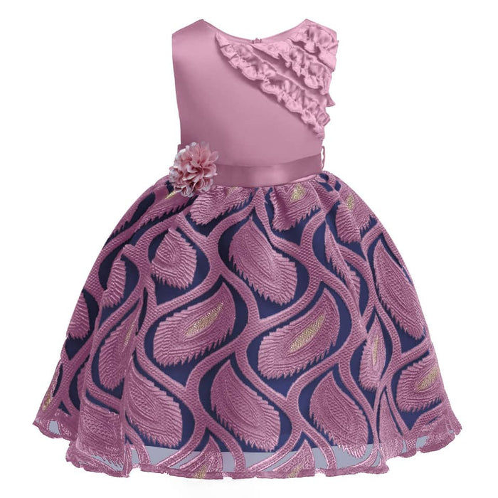 Girls' Feathered Design Sleeveless Dress